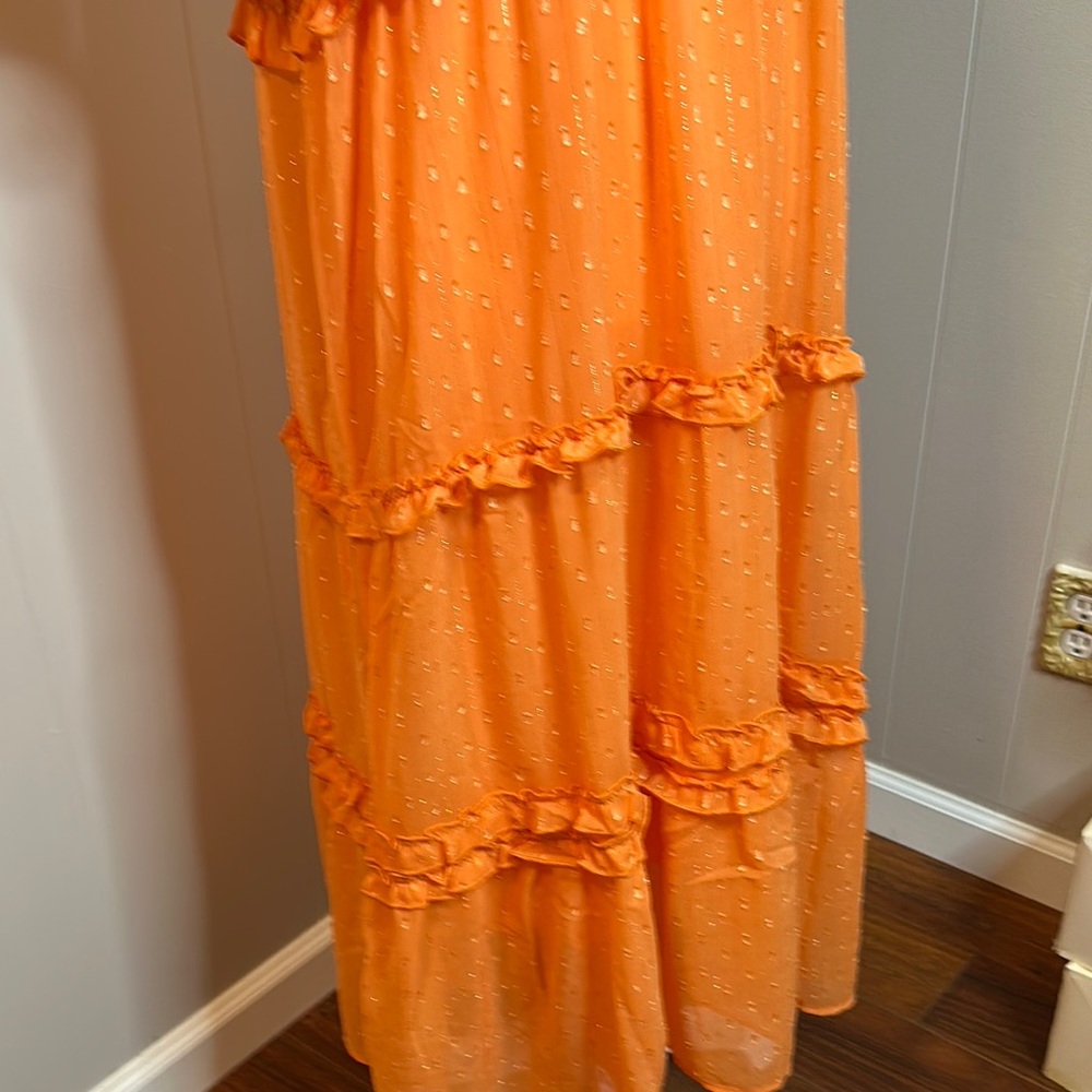 NWT Double D Ranch Orange Ruffle Smocked Maxi Dress - Picture 6 of 15